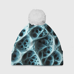 Шапка с помпоном Белая пористая структура, цвет: 3D-белый