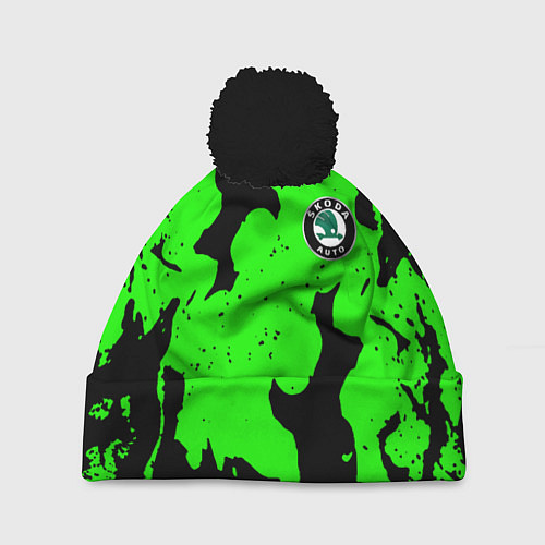 Шапка c помпоном Skoda flame steel / 3D-Черный – фото 1