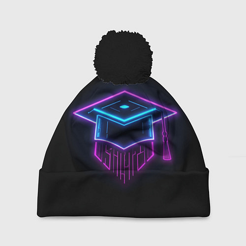 Шапка c помпоном Неоновый магистр / 3D-Черный – фото 1
