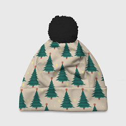 Шапка с помпоном Новогодняя ель, цвет: 3D-черный