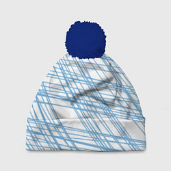 Шапка с помпоном Паутина проводов, цвет: 3D-тёмно-синий