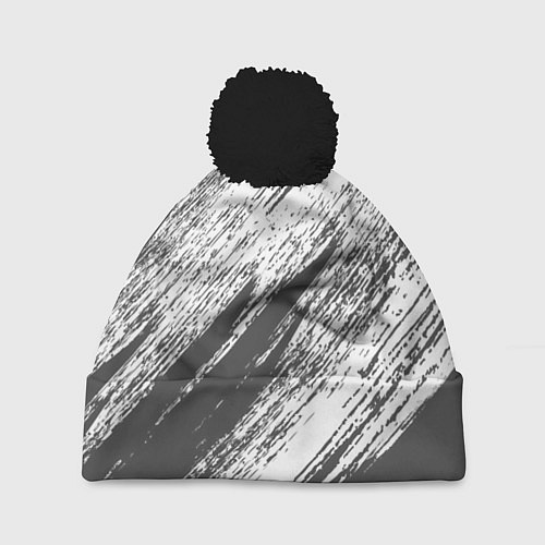 Шапка c помпоном The color is gray and white / 3D-Черный – фото 1