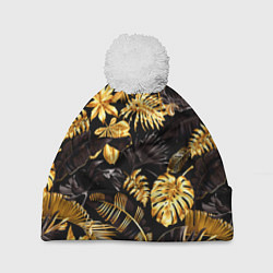 Шапка с помпоном Золотые тропики, цвет: 3D-белый