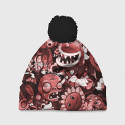 Шапка с помпоном Растения против зомби в красном цвете, цвет: 3D-черный