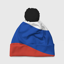 Шапка с помпоном Флаг России волной, цвет: 3D-черный