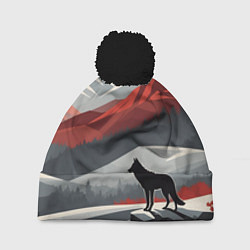 Шапка c помпоном Лиса и красные горы