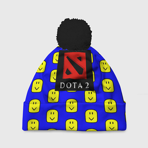 Шапка c помпоном Dota smile pattern / 3D-Черный – фото 1