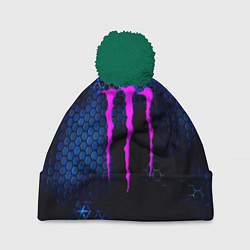 Шапка с помпоном Monster energy броня, цвет: 3D-зеленый