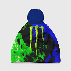 Шапка с помпоном Monster energy кислотный огонь, цвет: 3D-тёмно-синий