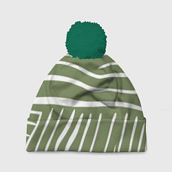 Шапка с помпоном Полоски зеленой зебры, цвет: 3D-зеленый