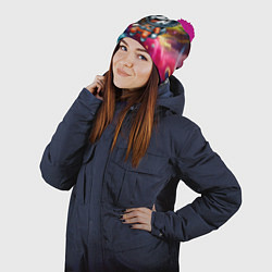 Шапка с помпоном Funny dalmatian puppy - ai art, цвет: 3D-малиновый — фото 2