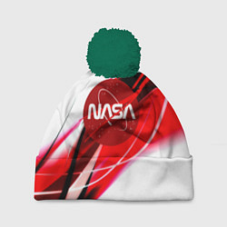 Шапка с помпоном Nasa абстрактные полосы, цвет: 3D-зеленый