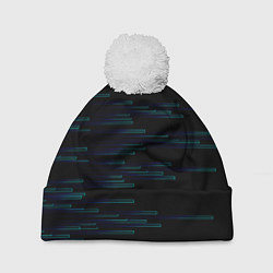 Шапка с помпоном Color blue black strip, цвет: 3D-белый