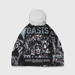 Шапка с помпоном Oasis на фоне гитар, цвет: 3D-белый