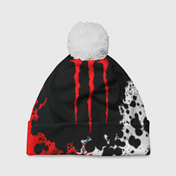 Шапка с помпоном Monster energy брызги красок, цвет: 3D-белый