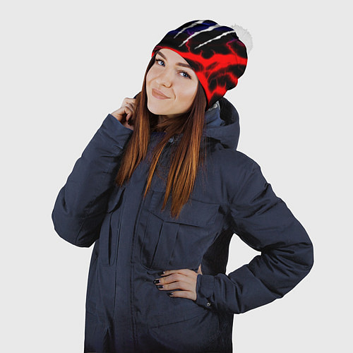 Шапка c помпоном Monster energy молнии неон / 3D-Белый – фото 2