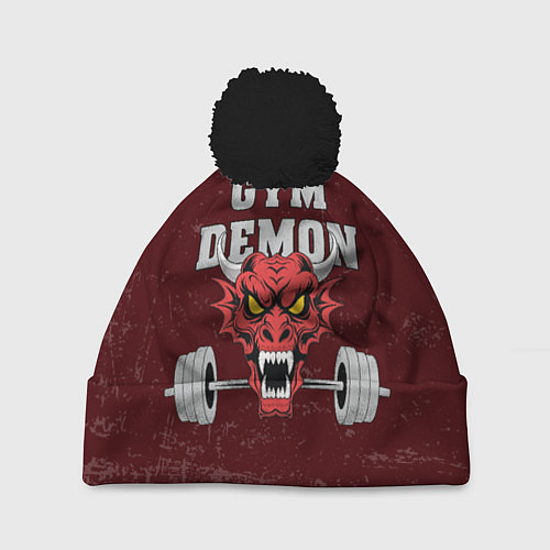 Шапка c помпоном Gym demon / 3D-Черный – фото 1