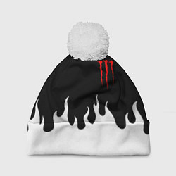 Шапка с помпоном Monster energy red logo, цвет: 3D-белый