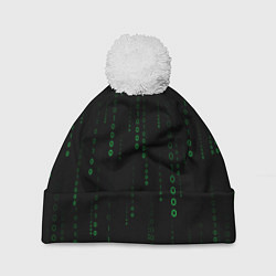 Шапка c помпоном Color black green