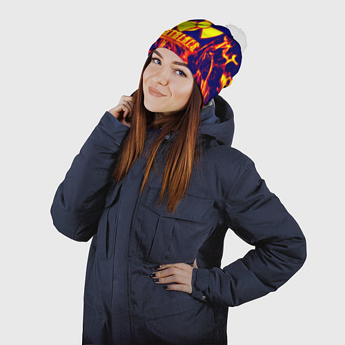 Шапка c помпоном Stalker fire / 3D-Белый – фото 2