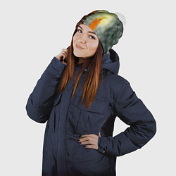 Шапка с помпоном Две горящие свечи в темноте, цвет: 3D-белый — фото 2