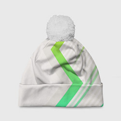 Шапка с помпоном Color white line green, цвет: 3D-белый
