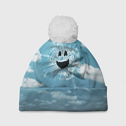 Шапка с помпоном Смайл Черное зеркало, цвет: 3D-белый
