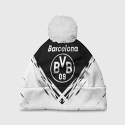 Шапка с помпоном Barcelona x borussia краски, цвет: 3D-белый