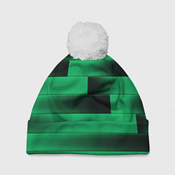 Шапка c помпоном Color green square