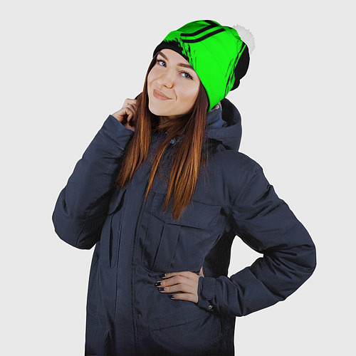 Шапка c помпоном Juventus черные краски / 3D-Белый – фото 2