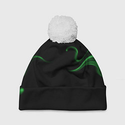 Шапка с помпоном Color green abstraction, цвет: 3D-белый