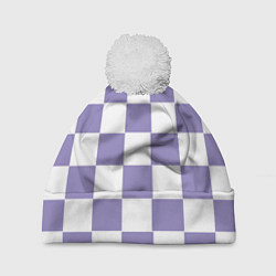 Шапка c помпоном Квадраты фиолетовые