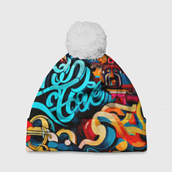 Шапка c помпоном Abstract graffiti - ai art
