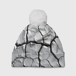 Шапка с помпоном Серая растрескавшаяся глина, цвет: 3D-белый
