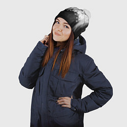 Шапка с помпоном Гранж каллиграфия, цвет: 3D-белый — фото 2