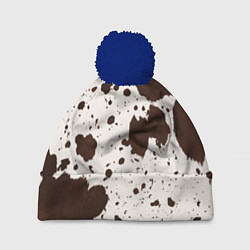 Шапка с помпоном Коровий принт, цвет: 3D-тёмно-синий