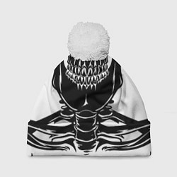 Шапка с помпоном Skeleton череп, цвет: 3D-белый