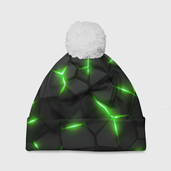 Шапка с помпоном Зеленая неоновая броня, цвет: 3D-белый