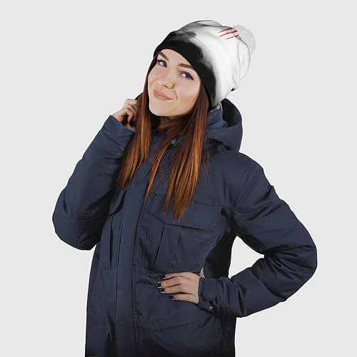 Шапка c помпоном Monster energy splash smoke / 3D-Белый – фото 2