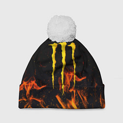 Шапка с помпоном Monster energy orange fire, цвет: 3D-белый