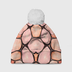 Шапка с помпоном Розовые пятна жирафа, цвет: 3D-белый