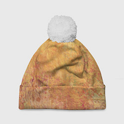 Шапка c помпоном Абстракция - red and yellow spots