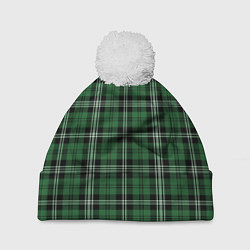 Шапка c помпоном Checkered green