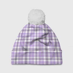 Шапка c помпоном Checkered light purple