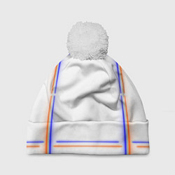 Шапка с помпоном Neon white orange light blue, цвет: 3D-белый