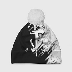Шапка c помпоном Doom штрихи красок черные