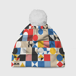 Шапка с помпоном Геометрический балаган, цвет: 3D-белый