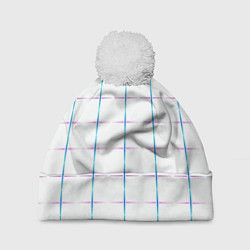 Шапка с помпоном Color white blue stripes, цвет: 3D-белый
