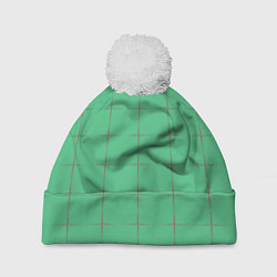 Шапка с помпоном Color green stripes, цвет: 3D-белый