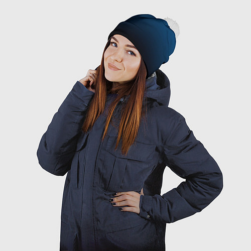 Шапка c помпоном Blue gradient / 3D-Белый – фото 2